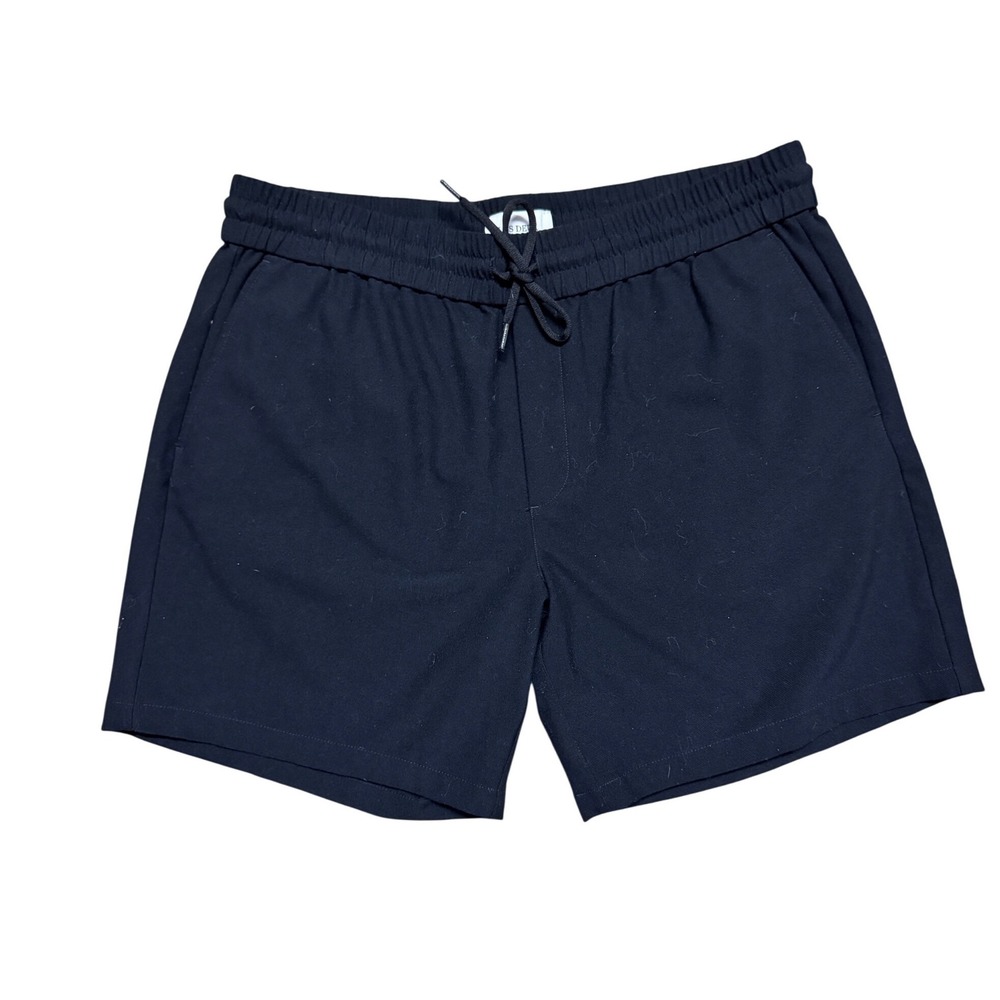 Les Deux Mens Patrick Twill Shorts Black XL Drawstring Elastic Waist Casual